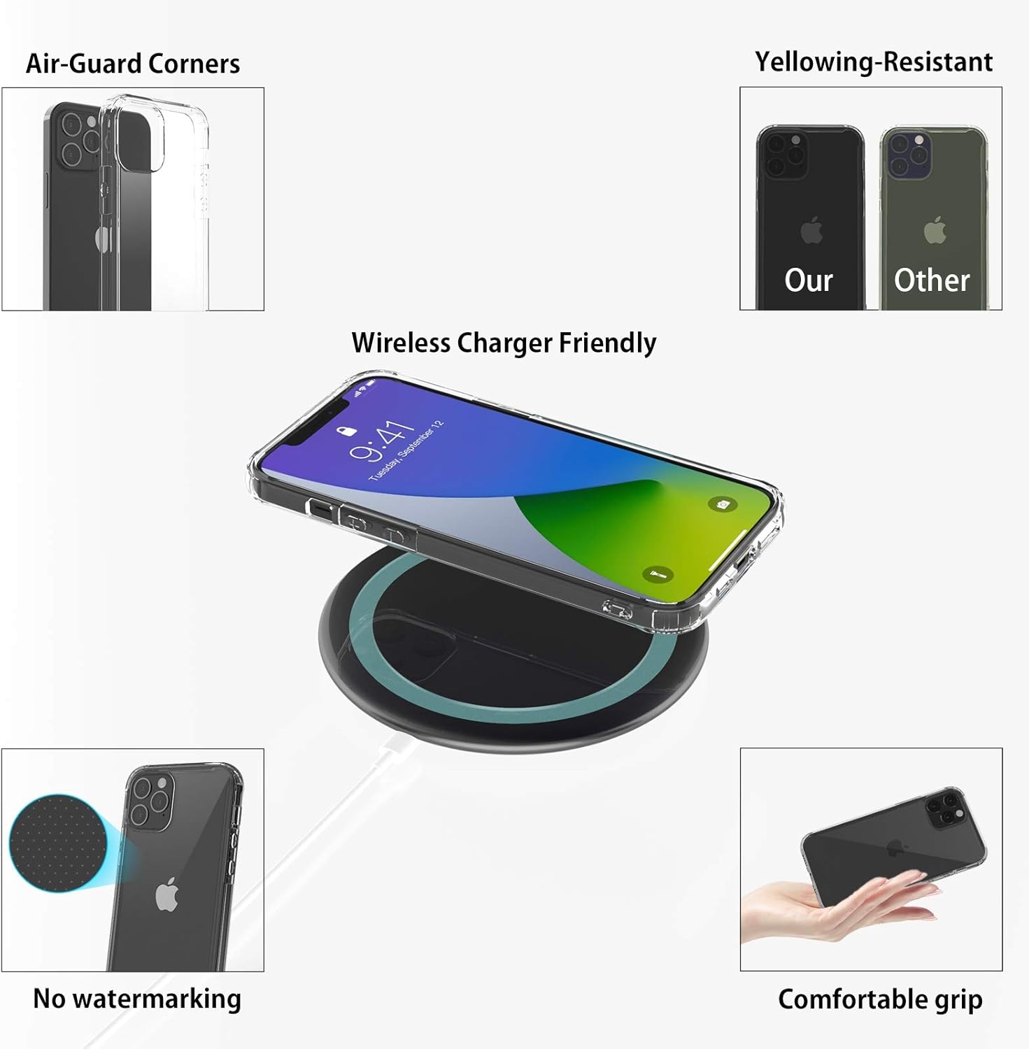 Temdan for iPhone 12 Case/iPhone 12 Pro Case 6.1" [Drop Protection] [Shock-Absorbing Corners] Acrylic Case for iPhone 12/iPhone 12 Pro 2020 6.1inch – Clear