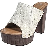 GHIBHNA Women'S Platform Chunky Heel Mule Sandals Comfortable Peep-Toe Block Heel Backless Dressy Sandals Fashionable Party High-Heeled Sandals