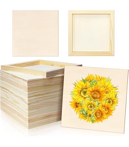 Pack De 12 Paneles De Madera De Pino – 15x15 Cm Sin Tratar Para Pintura, Manualidades Y Arte DIY