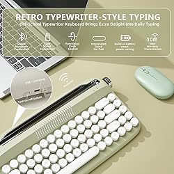 YUNZII Upgraded Wireless Keyboard, Retro Keyboard