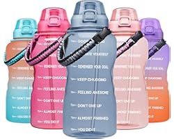 Giotto Large 1 Gallon Motivational Water Bottle with Paracord Handle & Removable Straw - Leakproof Tritan BPA Free Fitness Sp