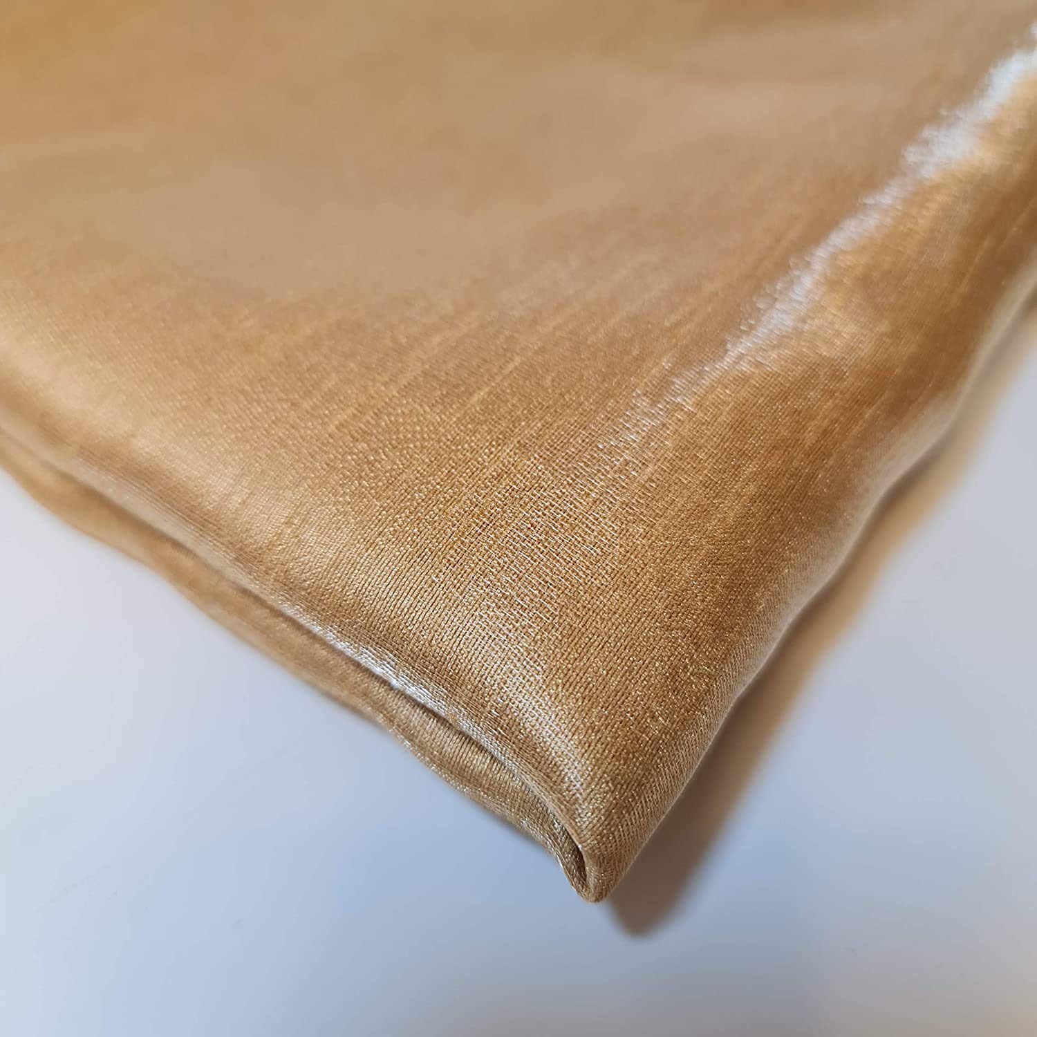 44" Wide Plain Polyester Faux Dupion Raw Silk Satin Finish Dress Craft Patch Fabric Sold by The Meter (Gold, 5 Meter) — image 1
