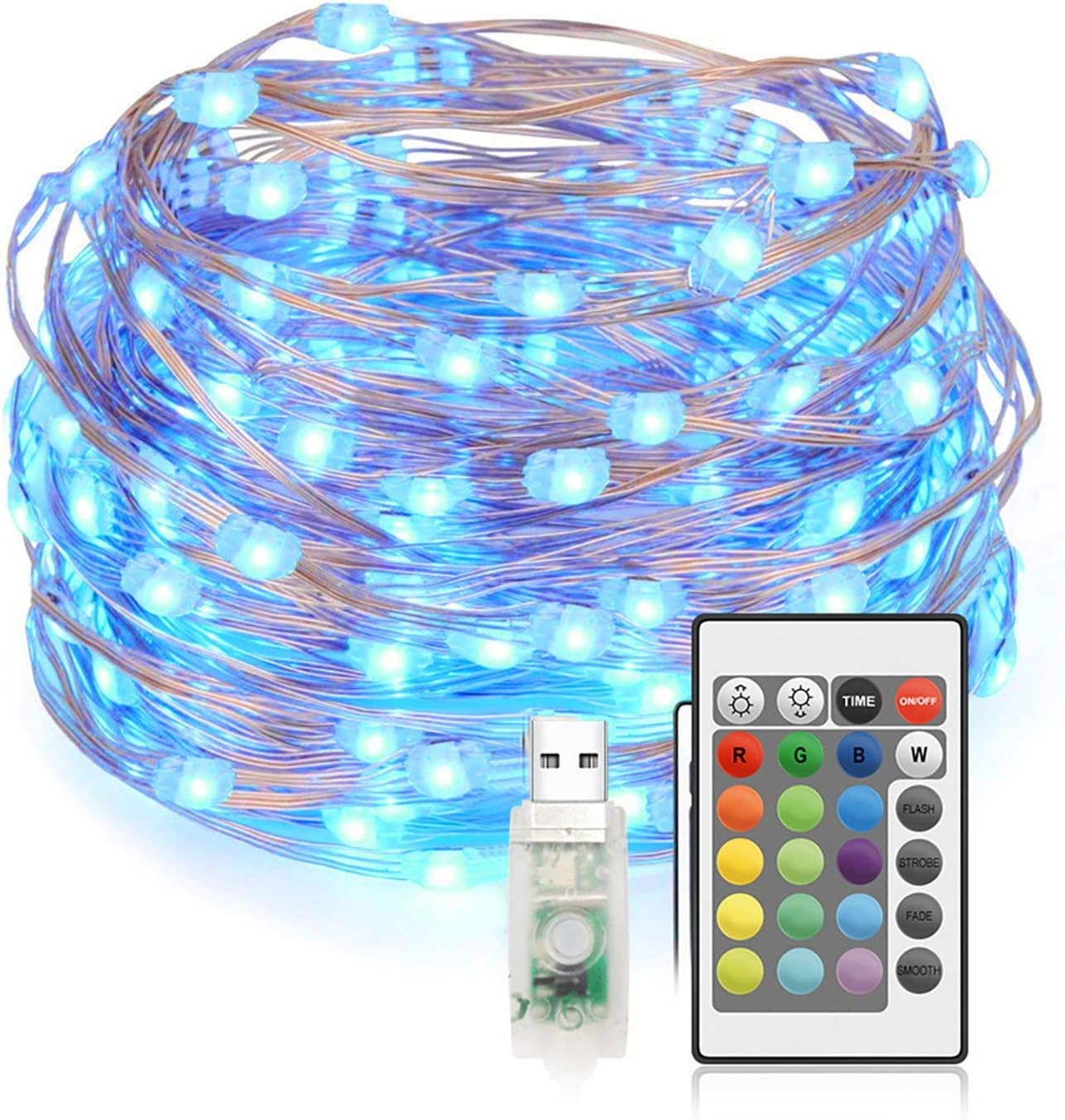 Chalpr Fairy Lights USB Plug in String Lights, 33 Ft 100 LEDs Twinkle Lights, 16 Color Change Firefly Lights with Remote for Bedroom, Wedding, Parties, Patio