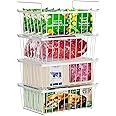 iSPECLE Freezer Organizer Bins - 4 Pack Stackable Chest Freezer Organizer for 5 Cu Ft Deep Freezer Sort Frozen Food, Deep Freezer Organizer Bins Easy to Get Food from Bottom without Digging, White