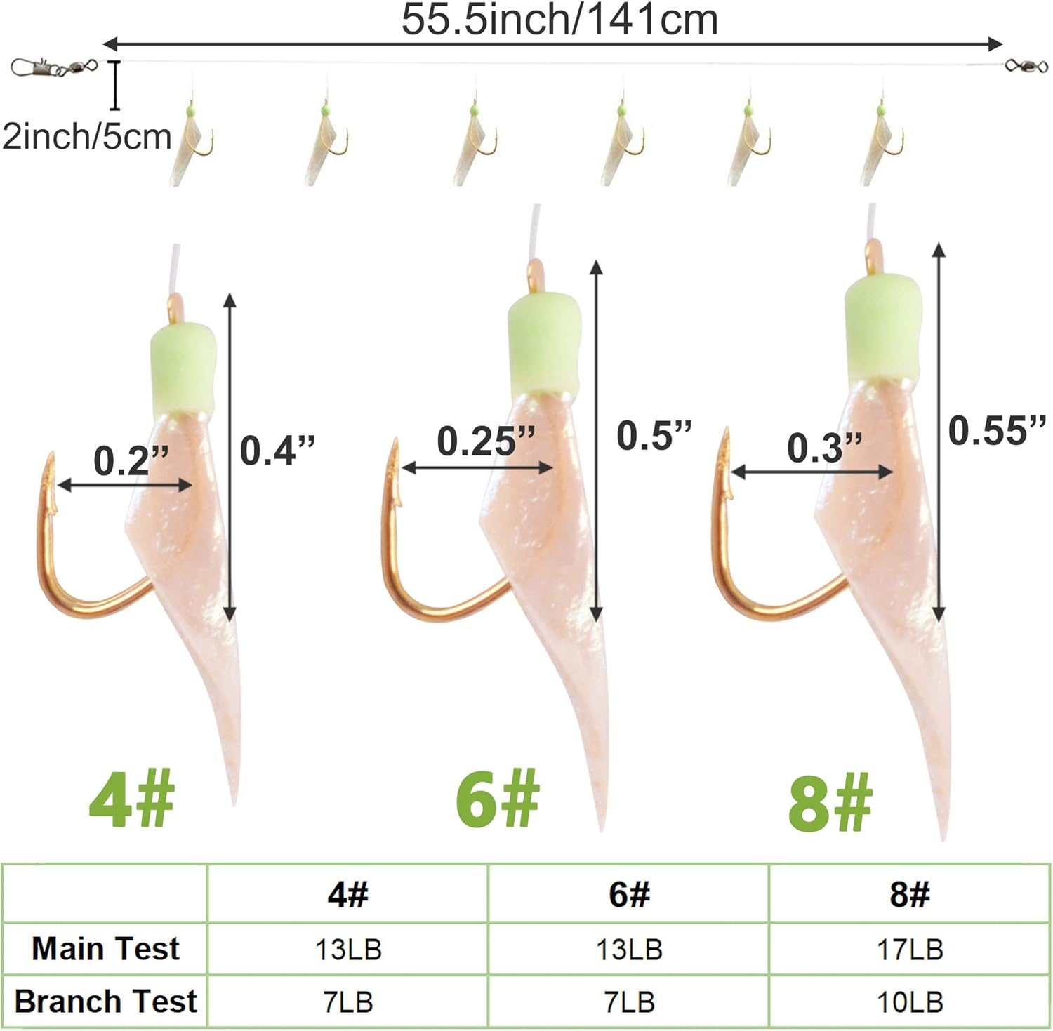 OROOTL Fishing Rigs Saltwater Bait Lures, 6 Packs Fishing Bait Rigs with Fish Skin High Carbon Steel Hooks Glow Bait Rig Tackle Size 4 6 8 : Sports & Outdoors