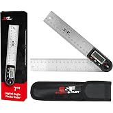 S&amp;F STEAD &amp; FAST Digital Angle Finder Tool with Case, 7 Inch / 200 mm | Stainless steel, Hold &amp; Zero, Dual mode, Auto power off, Large LCD, Laser-etched scale, Compact, for Table saw &amp; Construction