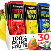 30 Fruit Leather Jerky Strips Variety Pack, 0.49 oz Each - Healthy Snacks | Apple-Cherry, Apple-Banana, Apple-Pear-Blueberry &mdash; Kids And Adults Vegan Low-Carb Dried Fruit Snacks &mdash; Sugar Free Jerky Bars