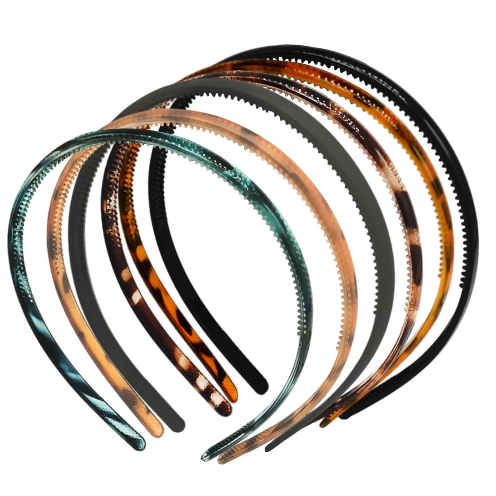 UILYNIU 6 Pcs Plastic Headbands, Plastic Teeth Comb Headbands, Leopard Hair Bands, Hair Hoop, Non Slip Outdoor Sports Hair Bands, Plain Headband, Styling Accessories for Women Men Girls (Multicolor)