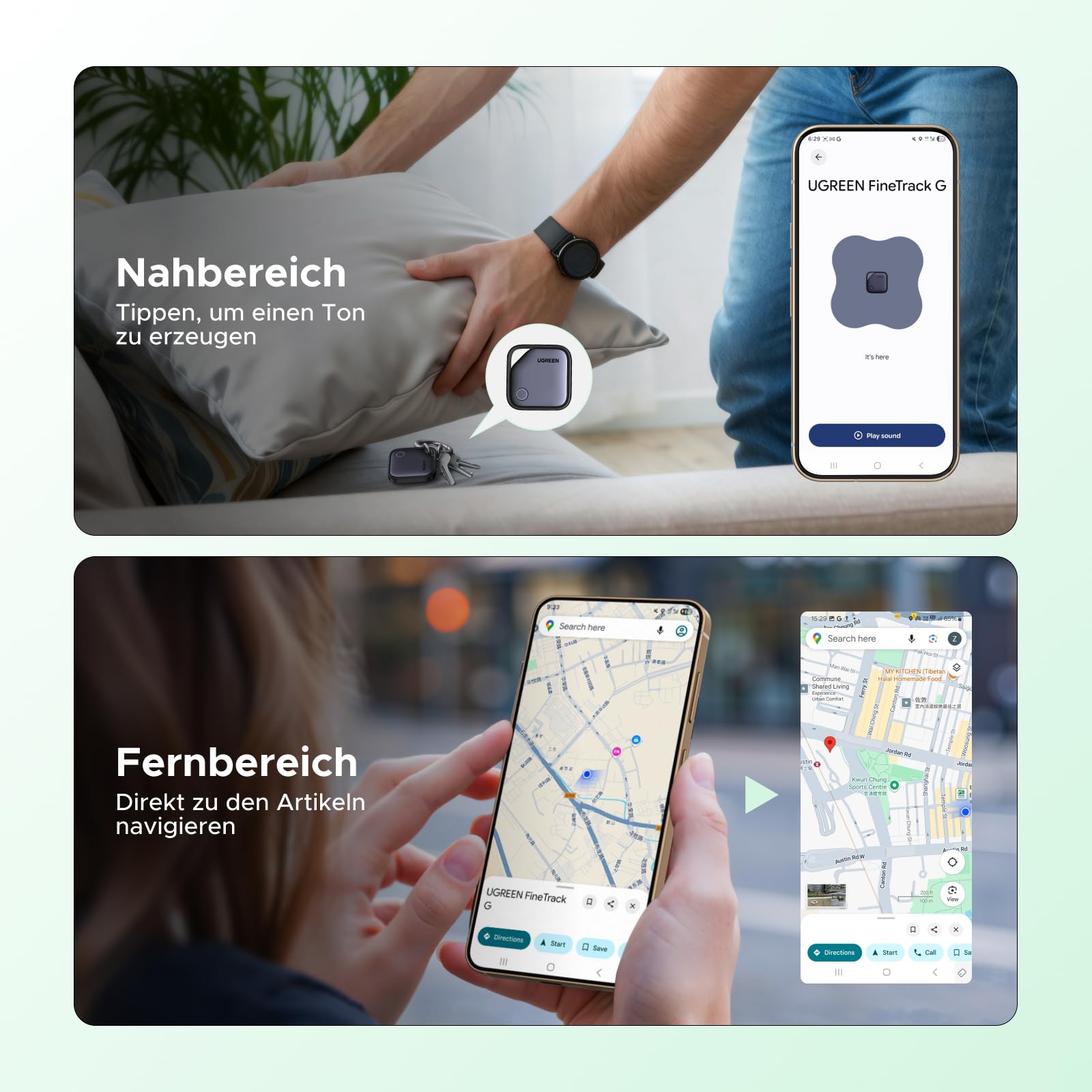 UGREEN FineTrack G 4er Pack mit USB C Aufladung, Bluetooth Tracker kompatibel mit Google Find Hub (nur Android), Schlüsselfinder für Gepäck/Koffer, Smarttag kompatibel mit Pixel 10/Galaxy S25 usw. 5