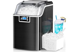Kndko Nugget Ice Makers Countertop,45lbs/Day,Countertop Ice Maker Crushed Ice,24H Timer,3.3 Pounds Basket,Self Cleaning Ice Maker,Pellet Ice Maker for Home Bar Party,Stainless Steel Ice Machine