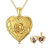 SOULMEET 10k 14k 18k Solid Yellow Gold Rose Heart