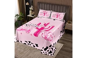 CASTLE FAIRY Western Cowboy Lightweight Quilt Set for Kids Teens,Cowgirl Bedspread Coverlet,Pink and Black Bed Cover Farm Life Bedding Set Decorative Quilted 2 Piece Coverlet Set with 1 Pillow Sham,Twin Size