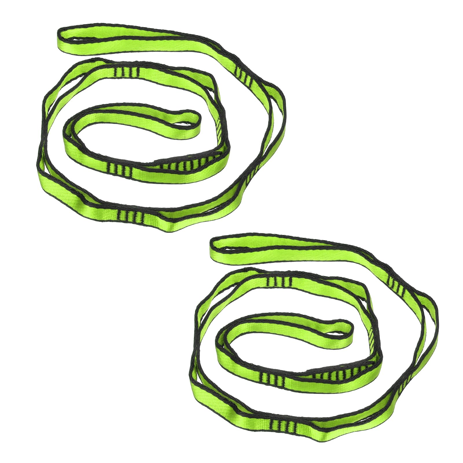PATIKIL Daisy Chain Straps, 2 Pack Strong Climbing Strap Adjustable Nylon Chain Sling with 8 Loops for Aerial Yoga Hammock Swing, Green