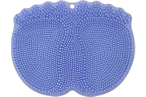 2-in-1 Shower Back Scrubber and Foot Cleaner Mat, with Exfoliating Silicone Bristles - Wall Mounted with Strong Suction Cups 