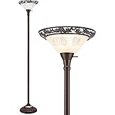 Luvkczc Torchiere Floor Lamp for Living Room - 70" Victorian Floor Lamp with with Etched Glass Shade, Vintage Standing Corner