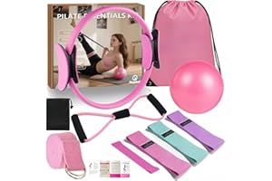 Nuplot Pilates Equipment, Pilates Kit for Home Workouts, Pilates Essentials Kit for Women, Home Pilates Kit with 15” Pilates Ring and Ball Set, Booty Bands, Figure 8 Resistance Band, Yoga Band