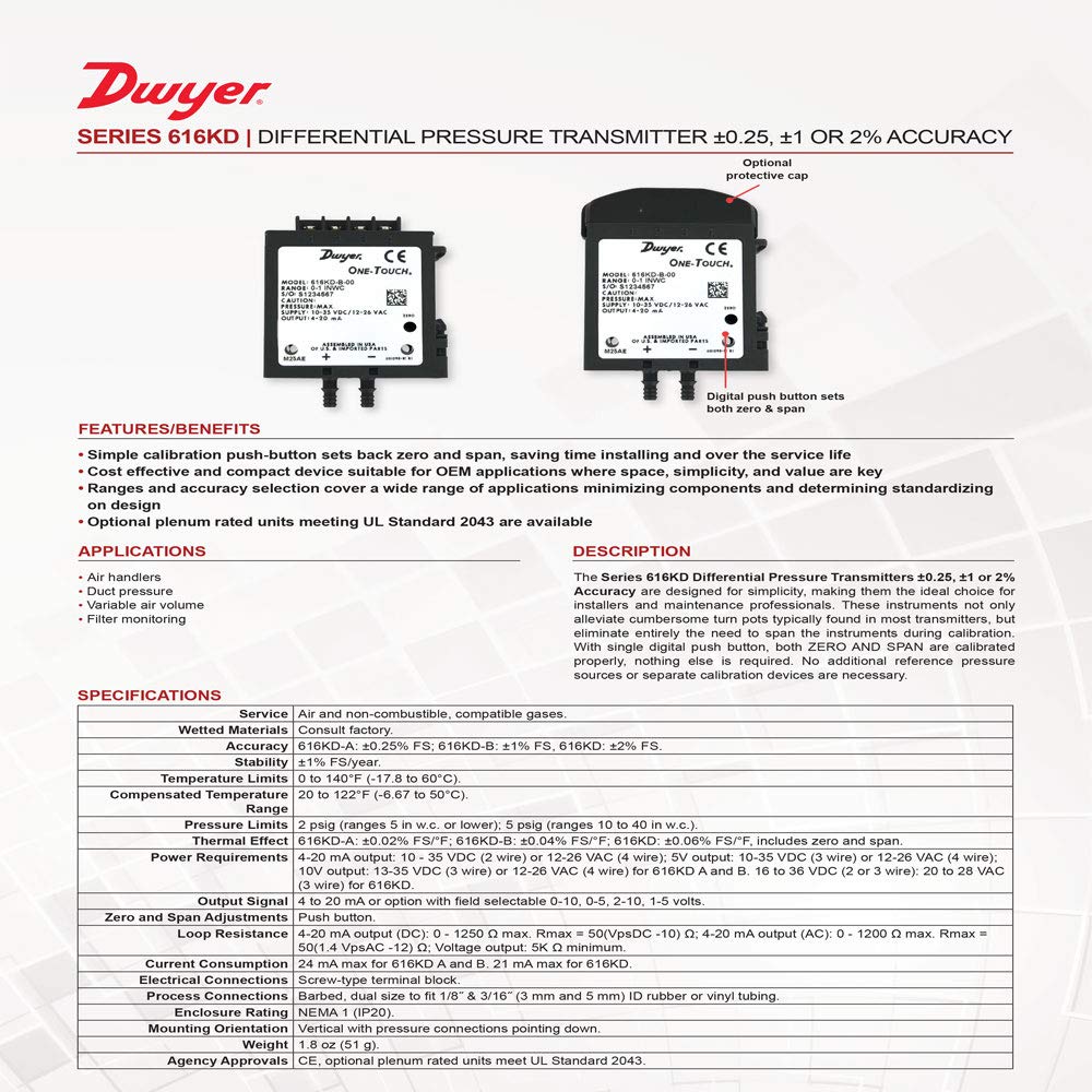 Dwyer 616kd Differential Pressure Transmitter Amazon In