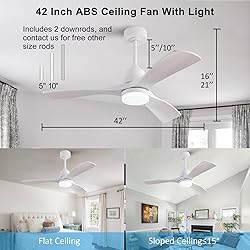 OMYU 42 Inch Ceiling Fans with Lights, ABS
