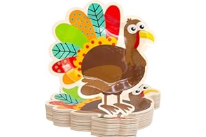 Fancy Land 50 Pcs Thanksgiving Paper Plates 10 x 9 Inches Turkey Plates Disposable Dessert Dinner Heavy Duty Thanksgiving Party Supplies Dinnerware Bulk Cute