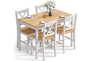 sogesfurniture 43 Inch Dining Table Set for 4，Kitchen Table Set with 4 Chairs, 5 Pieces Dining Table for Home, Kitchen, Dinin