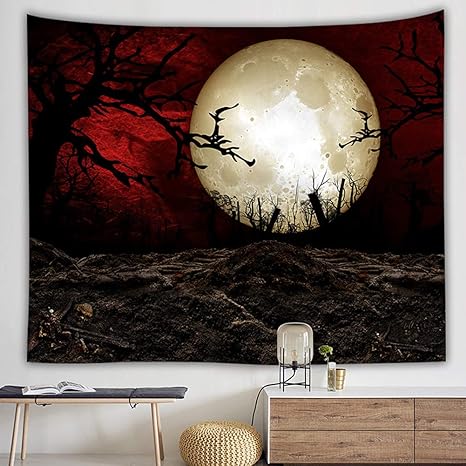 Amazon Co Jp Mawaki タペストリー 夜景 壁掛け 美しい満月 木 おしゃれ リビング インテリア ファブリック装飾用品 多機能 部屋 窓カーテン 新居祝い 個性ギフト 150 100 ホーム キッチン