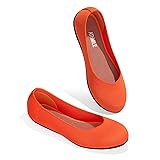 ATHMILE Orange Flats - Washable Knit Women's Ballet