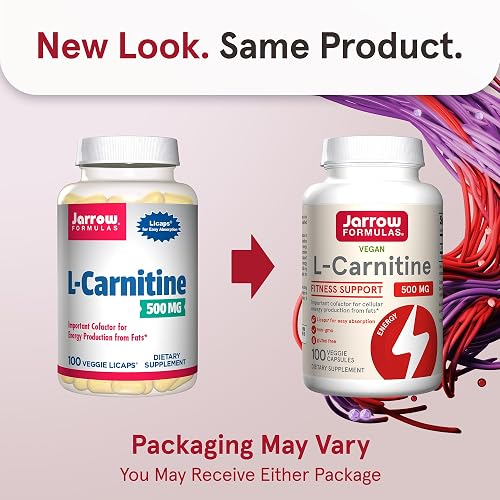 Jarrow Formulas L-Carnitine 500 mg - 100 Veggie Licaps - Important Cofactor  for Energy Production (ATP) From Fats - Dietary Supplement - Vegan - Up to  100 Servings in Kenya