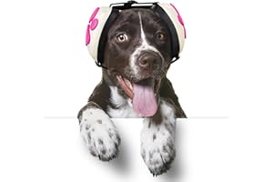 Famikako 2024 Newly Dog Ear Muffs Noise Protection, Noise Cancelling Headphones for Dogs, 22dB NRR Dog Earmuffs, Dog Paw Design for Hearing Protection Thunder, Fireworks (XS, White-Pink)