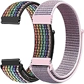 FTYQUEE 2 Pack Nylon Watch Bands Compatible with 16mm 18mm 19mm 20mm 22mm Watch Bands Quick Release Replacement Wristband, Adjustable Stretchy Straps Fabric Bands for Men Women