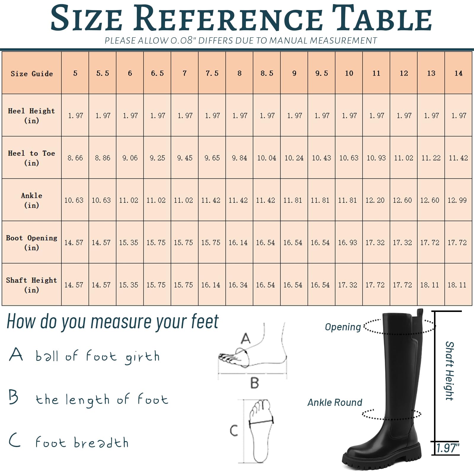 TEAIEUI Women's Knee High Boots Fashion Platform Lug Sole Tall Riding Boots Comfortable Stretch Calf Dress Long Boots