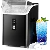 Antarctic Star Nugget Ice Maker Countertop | 35lbs/24H, Soft Chewable Sonic Ice, Self-Cleaning, Fast Ice Ready in 8 Minutes, Compact Design with Handle, Black