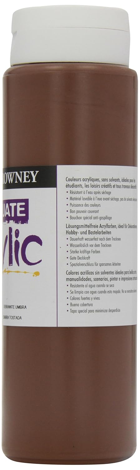 Daler Rowney DR123500225 GRADUATE ACRYLIC 500ML BURNT UMBER , Brown, 500 ml (Pack of 1) - Image 3