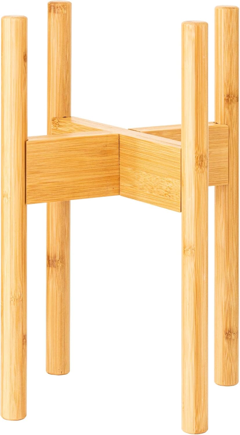 Bamboo plant stand, adjustable bamboo plant pot stand for