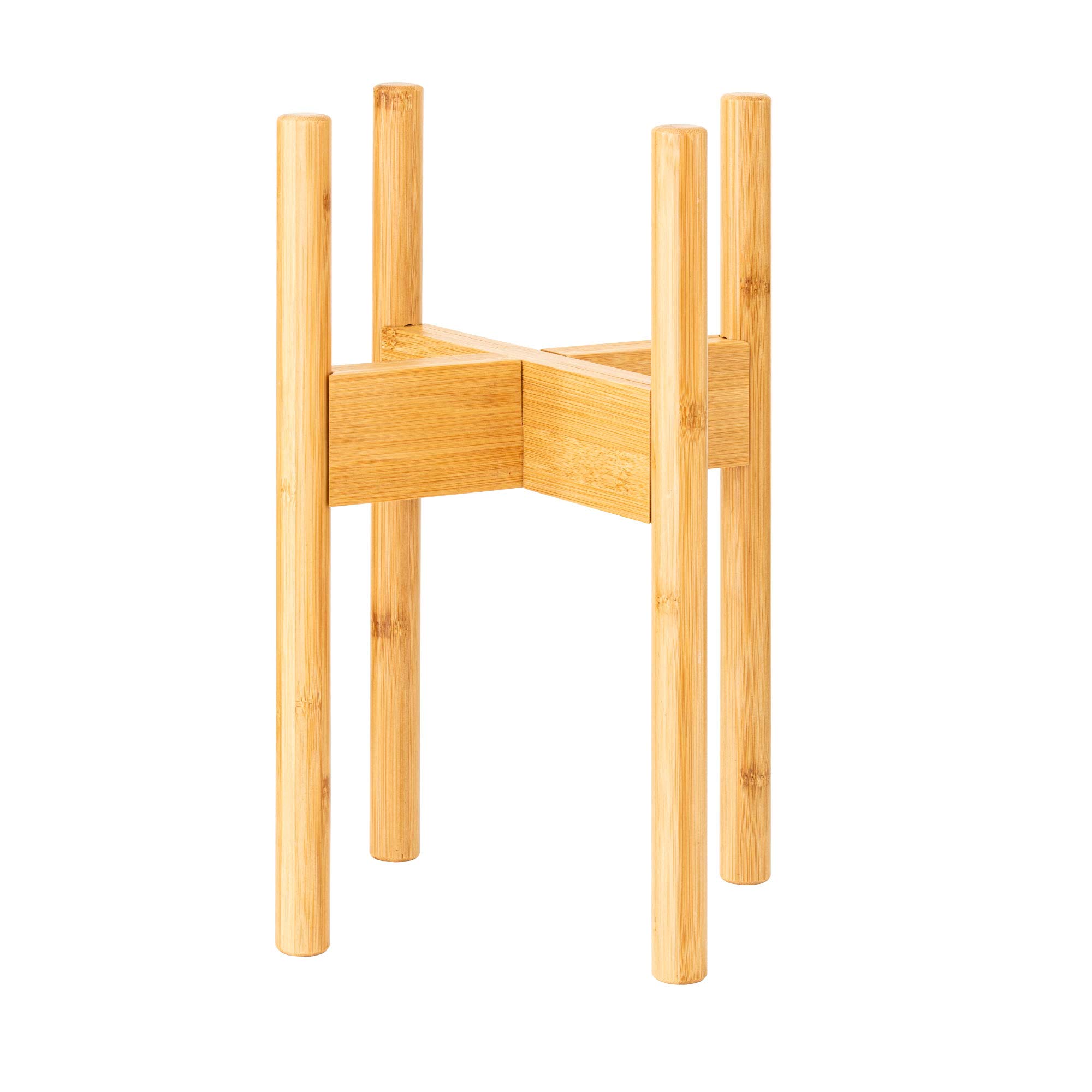 Rubberneck Bamboo Plant Stand - Adjustable to Fit 22-30 cm Pots Holder Flower Support for Indoor and Outdoor, Beige