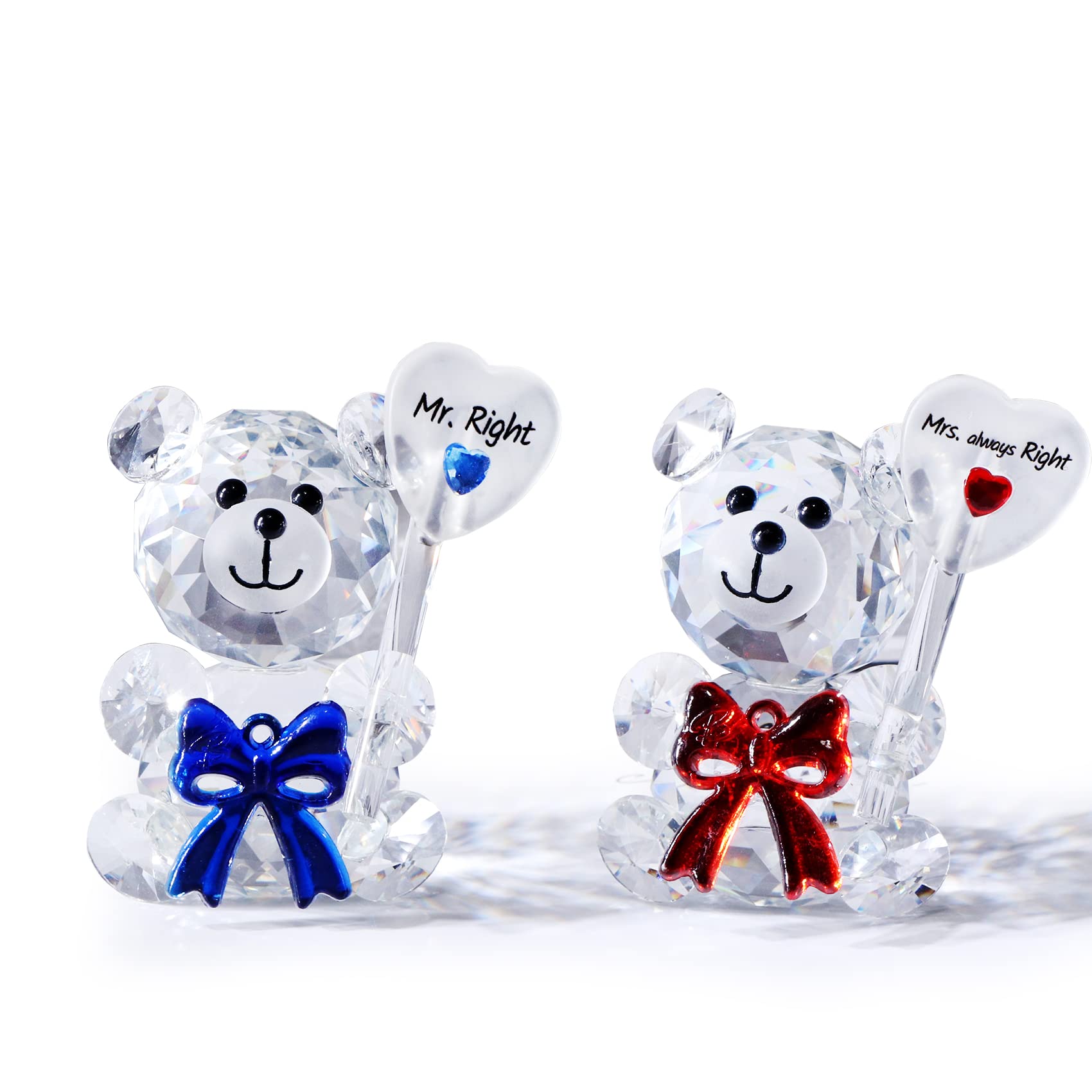 Movdyka Wedding Gifts for Couple Mr and Mrs Engagement for Wife, Anniversary Double Bear Gifts for Couple K9 Crystal Glass Animal Wedding Ornaments