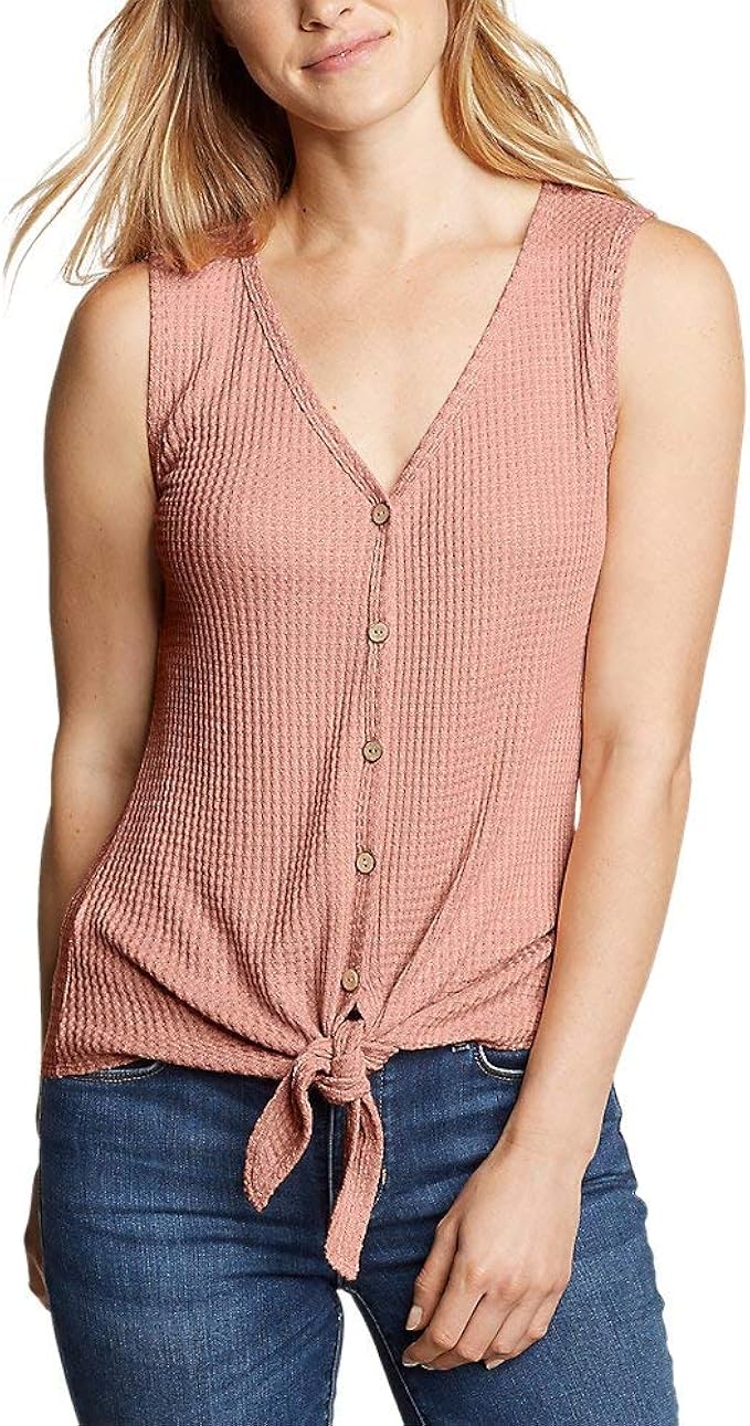 thermal front tie top