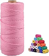 jijAcraft 3MM Pink Cotton Macrame Cord 100M String for Crafts DIY Wall Hanging