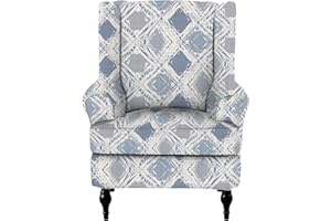 CRFATOP Wingback Chair Cover Slipcovers 2 Piece Stretch Wing Chair Slipcover Spandex Wingback Chair Slipcover Printed Furniture Protector Chair Covers for Living Room Armchair,04