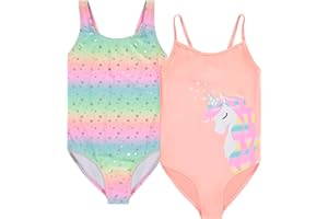 BMAGICAL Kids Girls 2 Pack Bathing Suit, Childrens Printed Beach Swimwear