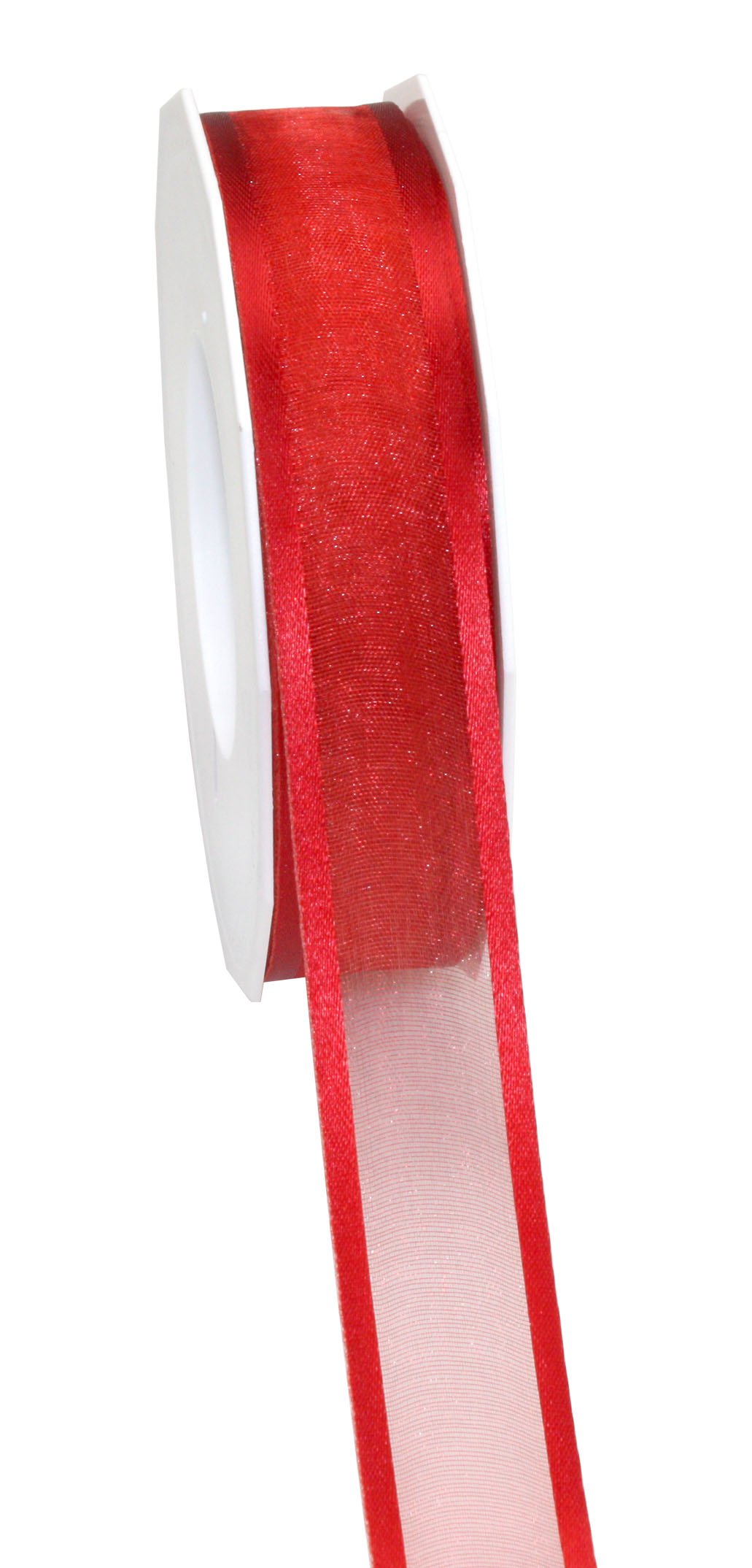 PRÄSENT - Marseille Wired Organza Ribbon Red 25 mm width, 25 m length