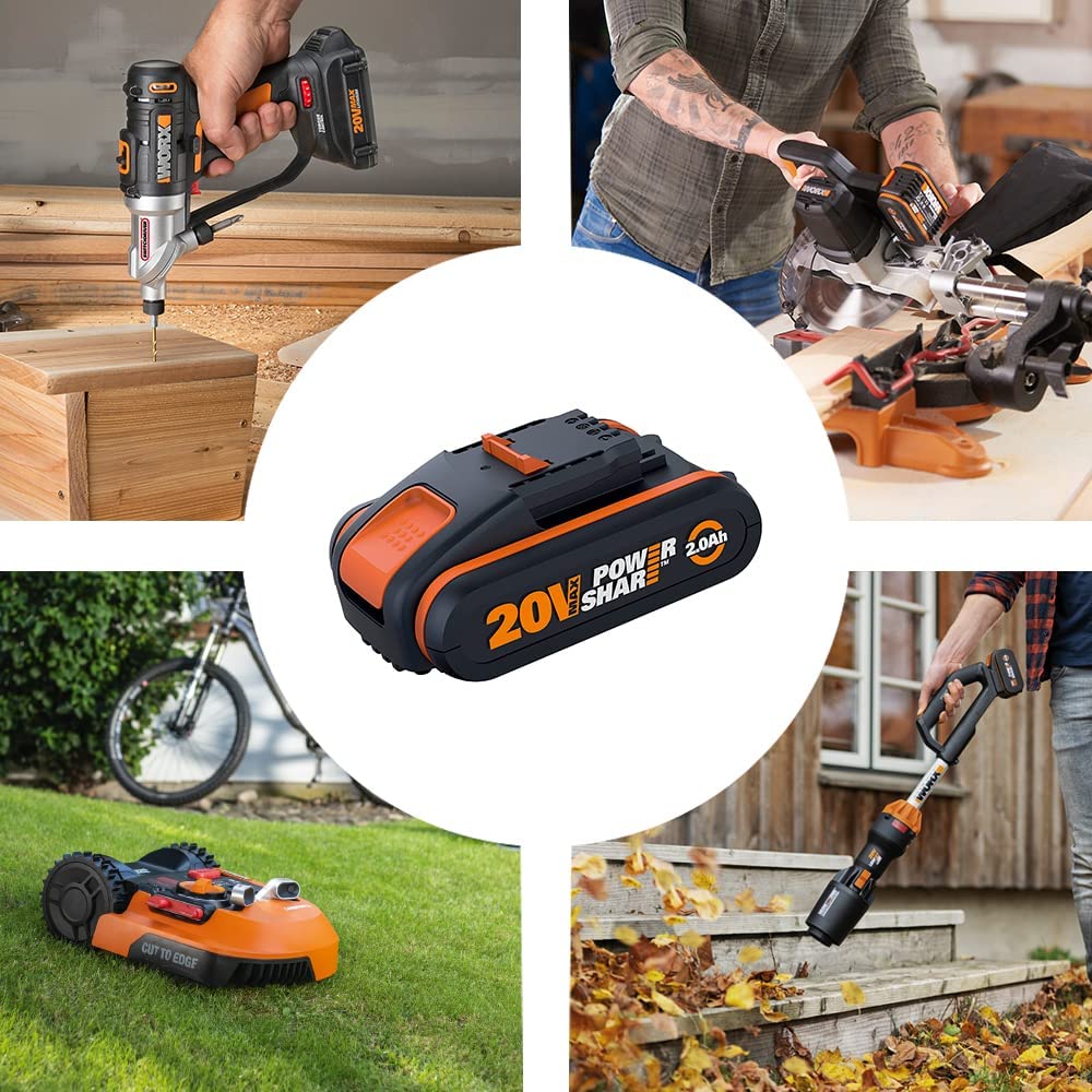 WORX WA3601 Original PowerShare Akku mit Ladegerät Set - 20V 2000mAh Li-Ion Batterie & Ladestation - für alle WORX Elektro- & Gartengeräte, 1h Ladungszeit 3