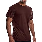 Men's Cooling Workout Shirts Bamboo Viscose Anti Odor Moisture Wicking Athletic Short Sleeve Lightweight Loose Gym Tee Brown 3XL