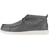 HEYDUDE Men's Wally Mid GripR Workwear Boot | Canvas Upper | Elastic Laces, Easy On Heel Pull Tabs, Removable Foam Insole, Lightweight Flexible Outsole, Added Traction, 4.5 Inch Height