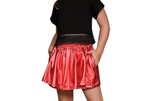 Perfashion Girls' Metallic Skorts Sparkly Shorts Shiny Dance Skirt with Pockets 4-13 Years