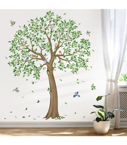 Stickers Muraux Herbe Stickers Muraux Decalmile - Herbe Verte Fleurs Papillons - Décoration Plinthe Enfant - PVC Stickers Adhésifs Amovibles