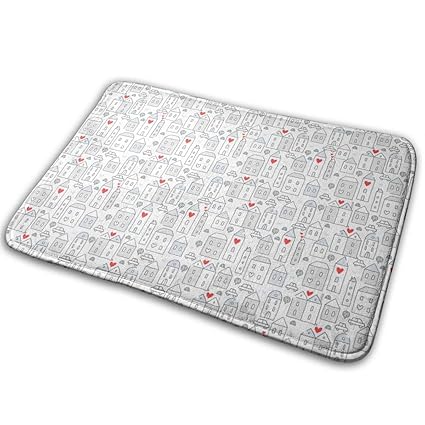 show best Houses Pattern Original Durable Rubber Door Mat Heavy Duty Doormat Indoor Outdoor Waterproof Easy Clean Low-Profile