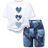 Voxikodex Size 13 14 Years Teen Girls Clothes 2PCS Short Sleeve T-Shirt Tops & Short Set Casual Teen Girls Summer Vacation Outfits Set Blue(13-14Y)