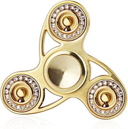 Amazon ハンドスピナー ベアリング ストレス解消おもちゃ 高級指スピナー暇つぶし面白い ダイヤモンドを嵌込む 光る 静かに高速回転かっこいい 人気なストレス解消グッズ 脳トレ ストレス発散 綺麗ゴールド おもちゃ おもちゃ