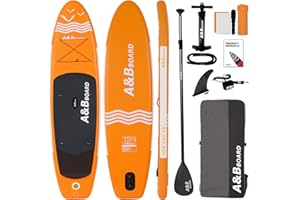 A&BBOARD Inflatable Stand Up Paddle Board, 10ft/11ft Paddle Boards for Adults with Premium SUP Paddleboard Accessories & Backpack, Dual Action Pump, Wide Stable Design, Non-Slip Comfort Deck