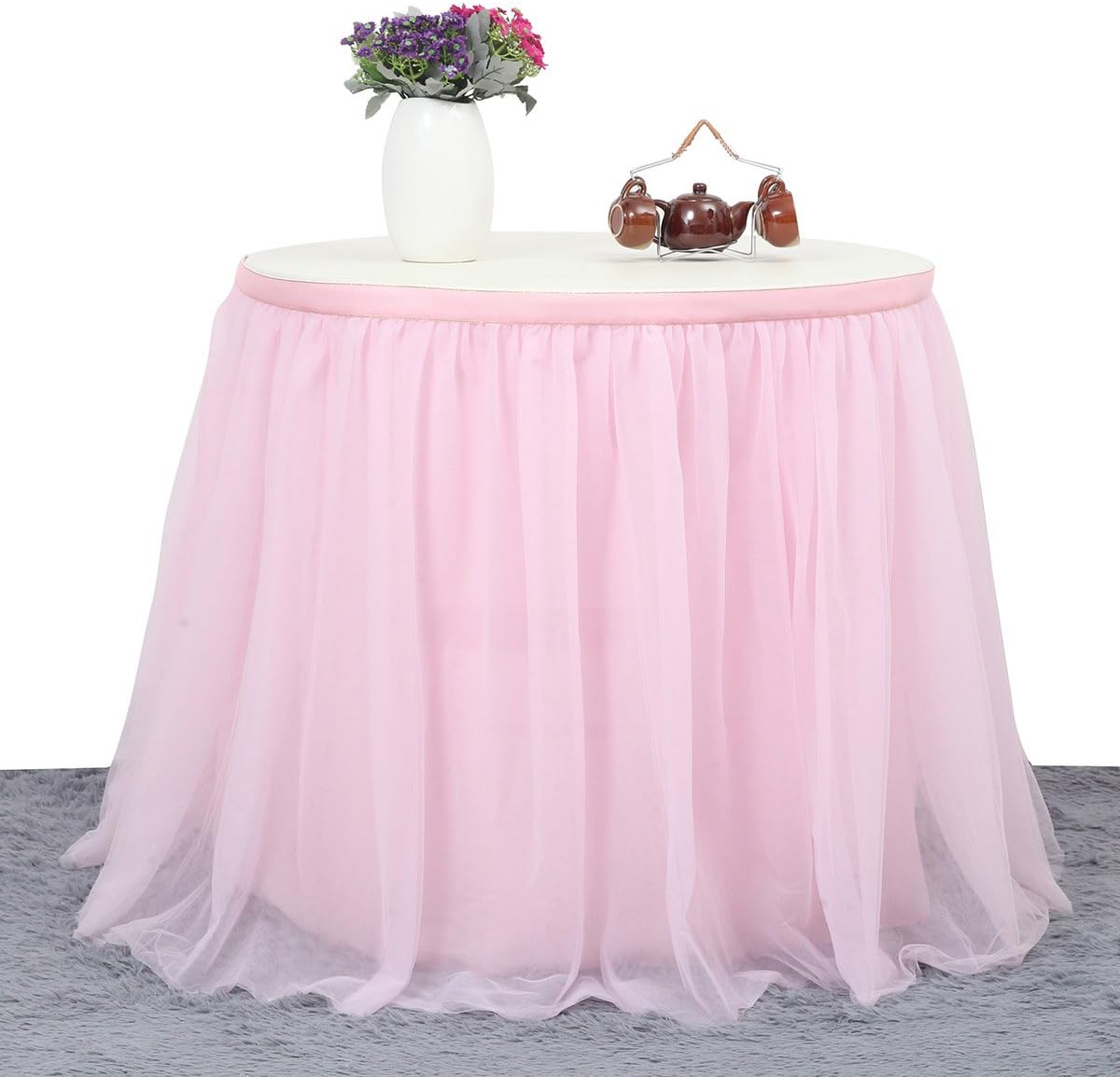 HBBMAGIC Tulle Table Skirt Table Skirt Party Decoration for Wedding Birthday, Candy Bar, Christmas (427 x 76 cm, Pink, Without Guide) - Image 5